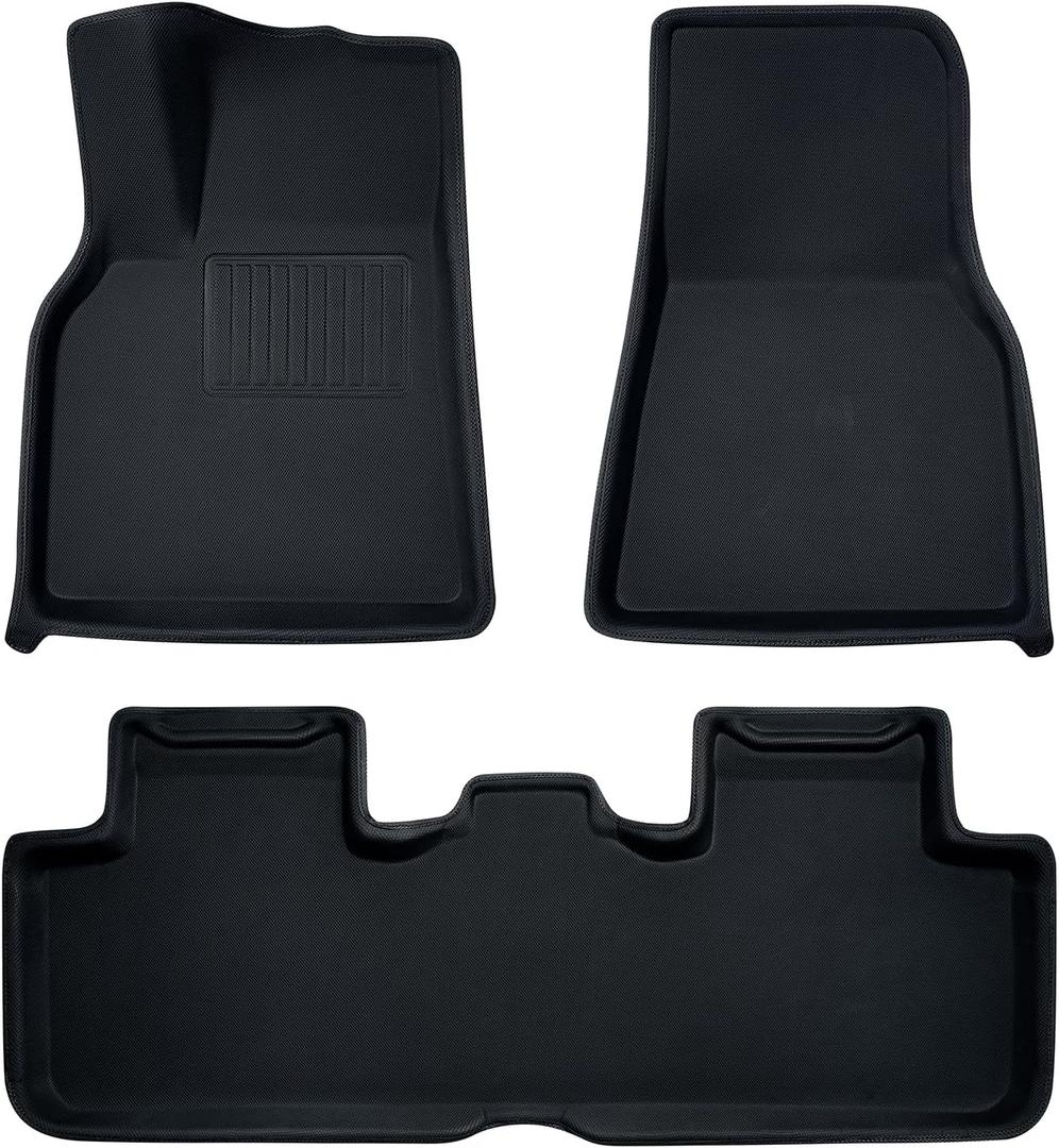 Premium TPE All-Weather Floor Mats for Tesla Model Y 2019-2026 Juniper with High Edges,1st & 2nd Row Waterproof Car Accessories, Pedal Safe Design, Easy to Clean