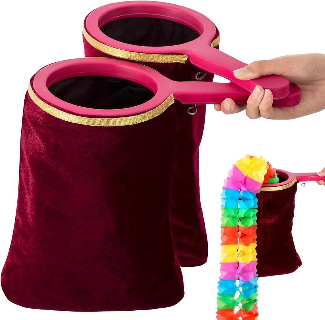 Wettarn 2 Pcs Christmas Change Bag for Gifts Magic Props Change Bag with Zipper Twisting Handle Make Things Appear Disappear Trick Pouch Stage Prop Accessories for Kids Adults Boys Girls