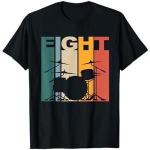 8 Year Old Shirt 8th Birthday Boy Drummer Drums Drumming T-Shirt, S