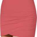 GRAPENT Women's High Waist Tulip Hem Shirring Swim Skirt Swimsuit Bikini Bottom (Red, XXXL)