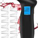 Breathalyzer with LCD Display Portable Personal Breath Alcohol Tester with 12 Replaceable Mouthpieces, Breathalyzers for Home or Party Use