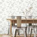 RoomMates RMK12274PL Dancing Leaves Peel and Stick Wallpaper, Green, White