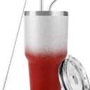 DS 30 oz Tumbler Christmas Red Glitter Gradient Cup Stainless Steel Double Wall Vacuum Insulated Mug with Straw and Lid, Cleaning Brush for Cold and Hot Beverages