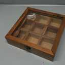 Ajuny Wooden Spice Box 9x9 Inch - Decorative Masala Dabba Organizer with Glass Lid, 9 Compartments & Spoon, Spice Storage Container, Ideal for Seasonings & Herbs, Perfect for Gift