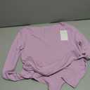 REORIA Long Sleeve Bodysuits for Women Square V Neck Going Out Top Double Lined Thong Body Suit Sexy Slimming Shirt 2025 Fall (Large, Orchid Bouquet)