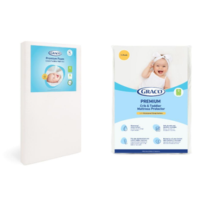 Graco Premium Foam Crib Mattress & Protector Value Bundle (1-Pack) | Includes GREENGUARD Gold Certified Crib & Toddler Mattress, GREENGUARD Gold Certified Waterproof Protector, Machine Washable