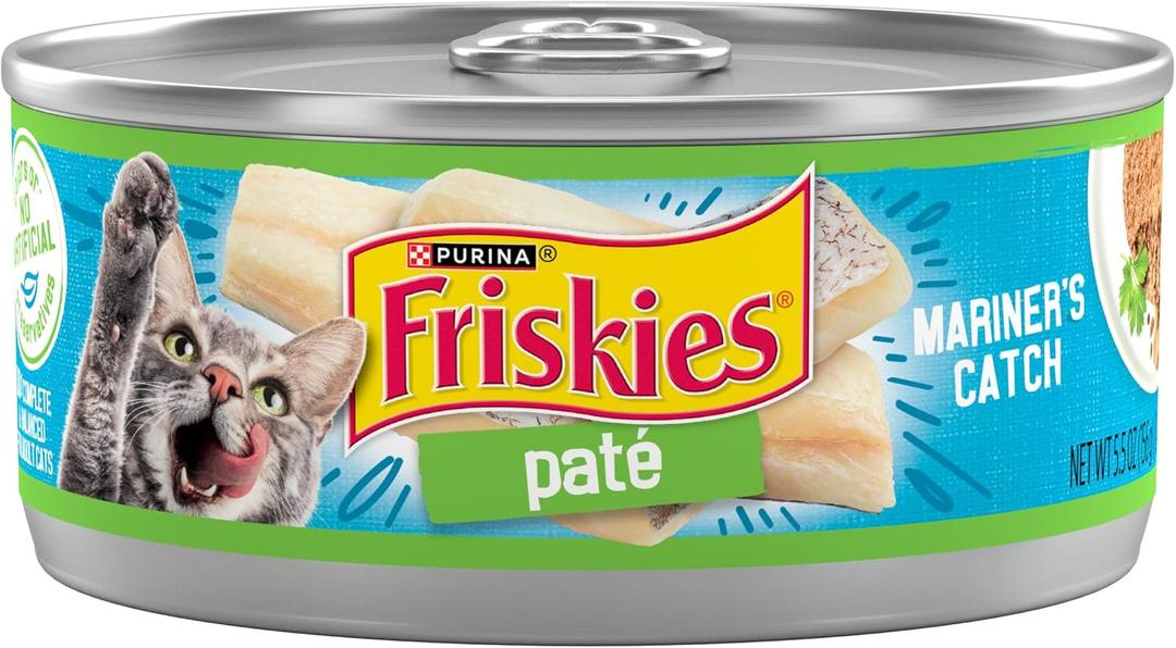 Purina Friskies Wet Cat Food Pate, Mariners Catch - (Pack of 24) 5.5 oz. Cans, BB April 2027