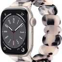 AIRSPO Resin Band Compatible with Apple Watch 38/40/41/42/44/45/46/49mm Women Fashion Handmade Dressy Watch Bands Replacement Series 11-1/SE (Crescent Moon)