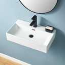 Wall Mount Bathroom Sink, KINGO HOME 24 inch Bathroom Vessel Sink Free Standing Wall Hung Sink Rectangle, White Porcelain Ceramic Vessel Floating Vanity Sink Art Basin with Faucet Hole and Overflow