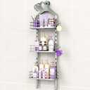 ODesign 3 Tier Height-Adjustable Shower Caddy Hanging Anti-Swing-Over The Shower Head Caddy-Storage Organizer Bathroom Shelves Basket Rack-Silver