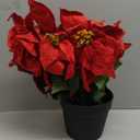 Poinsettias Artificial Christmas Flowers Red Faux Poinsettia Outdoor 15 Inch Winter Flowers for Home Office Table Decorations Indoor Outdoor Xmas Ornament