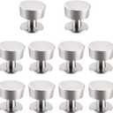 Tauno 10Pack Brushed Satin Nickel Cabinet Knobs Single Hole Kitchen Cabinet Handles, Solid Round Drawer Knob and Pulls for Bathroom Cabinets, Dresser Zinc Alloy Cabinet Hardware