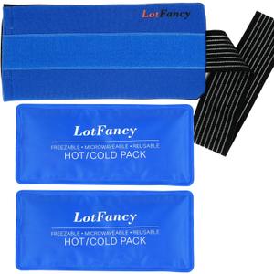 LotFancy Ice Packs for Injuries Reusable, 2 Gel Packs Wrap for Knee Head Neck Ankle Wrist Elbow Foot Legs Back Joint Pain Relief, Hot Cold Therapy for Surgery Recovery, First Aid, FSA HSA Eligible