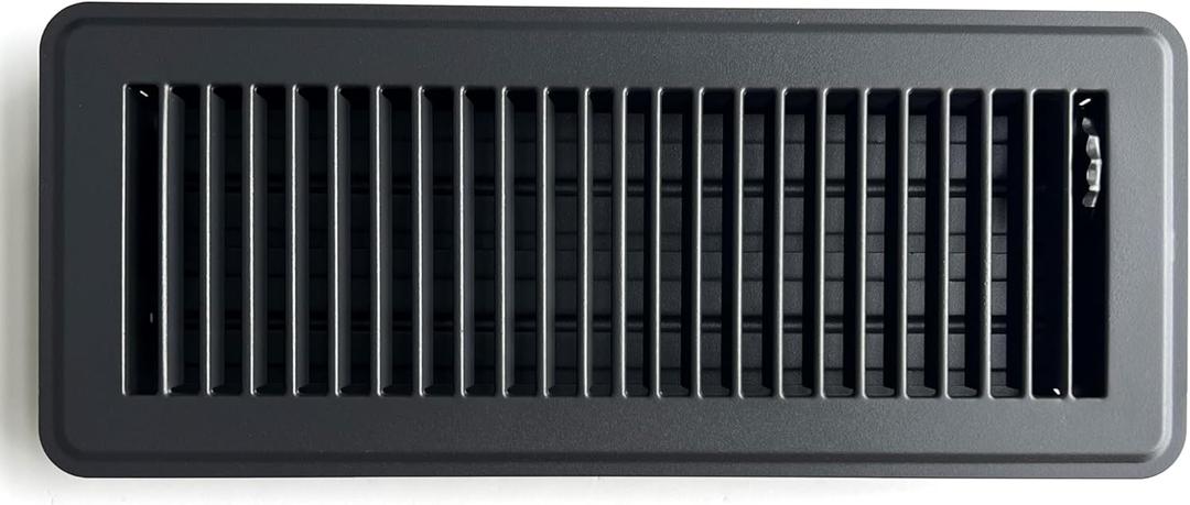 Heavy Duty Steel Floor Vent with Beautiful Black Matte Finish. Fits in 4 x 12 Duct Opening. Overall Dimension is 5.75 in Wide x 13.75 in Long.