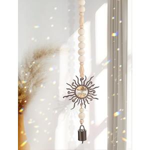 Wooden Wind Chimes with Suncatcher, Boho Hanging Windchimes Sun Catcher Home Decor, and Clear Crystal Prism - Suitable as a Gift for Mom and Women, Rainbow Maker for Windows, Porches, and Patios