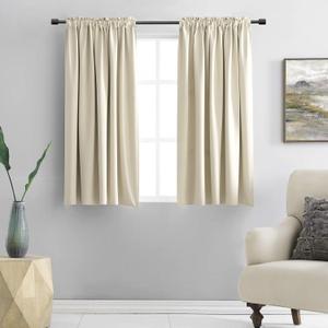 DONREN Cream Beige Room Darkening Curtain Panels for Bedroom - Thermal Insulated Rod Pocket Drapes for Living Room (W 42 x L 45 Inch,2 Panels)