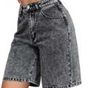 Lei sure Women's Casual Summer Denim Bermuda Shorts High Waisted Stretchy Trendy Jean Shorts with Pockets Denim (Black, M)