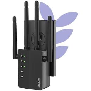 WiFi Extender Signal Booster with Dual Band 5GHz/2.4GHz, WiFi Booster Up to 12880 Sq. ft and 105 Devices, WiFi Booster with Ethernet Port, WiFi Extenders Signal Booster for Home and Outdoors(Black)