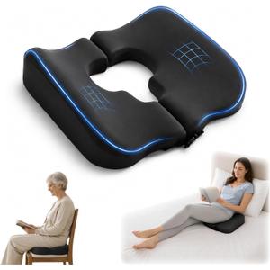 Bedsore Cushion, Memory Foam Pressure Relief Pillow for Bedridden Patients, Wheelchair Cushion for Pressure Ulcer Prevention, Tailbone Pain Relief, Post Surgery Recovery (Black)