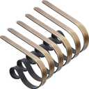 TAROSE Stocking Holders for Mantle, Christmas Stocking Holder Set of 6, Mantle Clip Fireplace Hooks Hanger for Christmas Party Decoration Supplies (Brass)