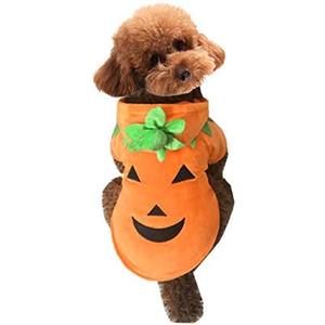 Mogoko Dog Cat Halloween Pumpkin Costume,Pet Cosplay Costumes,Puppy Warm Outfits Fleece Hoodie Animal Autumn Winter Clothes (XXXL Size)