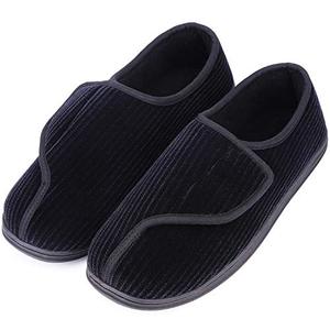 LongBay Men's Memory Foam Diabetic Slippers Comfy Warm Plush Fleece Arthritis Edema Swollen House Shoes (12, Black) | Slippers