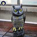 Solar Powered Owl with Motion Detection, Silent Mode, Flashing Eyes, Rotatable Head and Realistic Hoots, Plastic Owl Decoration for Home, Garden, Patio and Fence