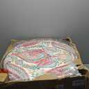 Homepop Home Decor | Upholstered Round Storage Ottoman | Ottoman with Storage for Living Room & Bedroom, Bold Paisley