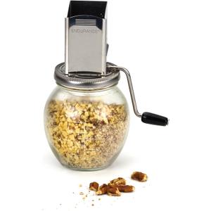 RSVP International Endurance Vintage Inspired Nut Grinder, 1.25 Cup Capacity, Glass Bottom