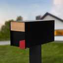 Ilyapa Black Modern Mailbox Post Mount Mailboxes for Outside - Powder Coated Steel Metal Mail Box, Outdoor All Weather & Corrosion Resistant, Stainless Steel Hinges & Magnetic Door
