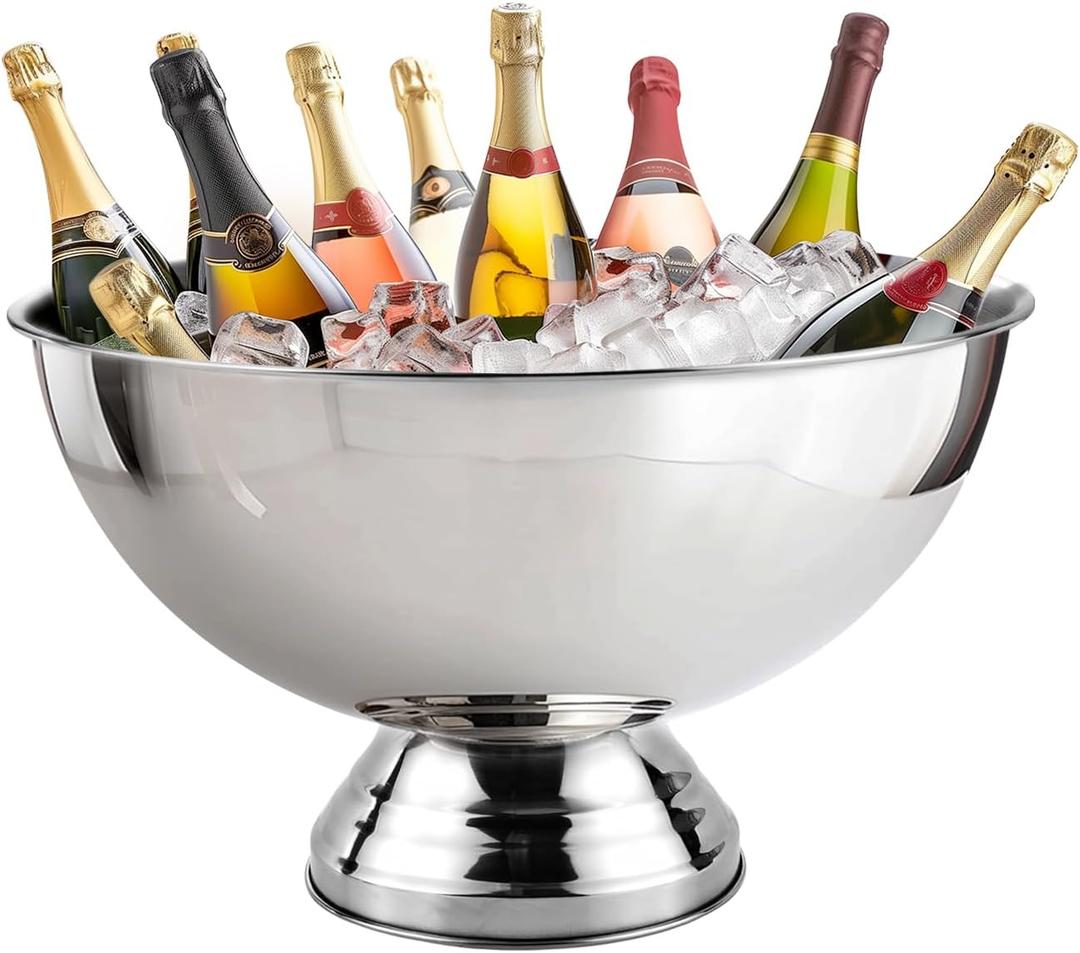 12L Premium Large Size Ice Bucket, Stainless Steel Champagne Bucket for Parties with Great Performance and Sleek Design, Silver, SM-BT-001