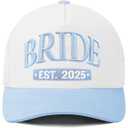 Fetti White + Blue Bride Trucker Hat | Bachelorette Accessory, Bridal Headwear, Bach Party Decorations, Bridesmaid Gift, Wedding Cap