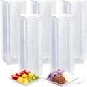 210 Pcs Mini Square Dessert Plates 2.4 x 2.4 Inch Small Lightweight Appetizer Dish Disposable Transparent Plastic Plates for Dessert Cake Salad Tastings Serving Wedding Party