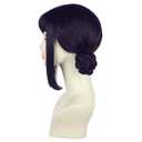 yuehong Black purple Women Double Buns Anime Cosplay Wig Bangs Cartoon Role Wig Heat Resistant Synthetic Fibers Soft Durable Breathable Costume Hair