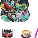 Diamond Art Coasters 8 Pack with Holder DIY Diamond Painting Coasters Crafts Diamond Art Kits for Adults Beginners Gifts for Women Man 4X4 in (Colorful girls-8pc)