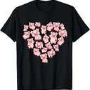 Pig Shirts for Women Girls Kids Heart Shape Poses Cute Pig TShirt, M