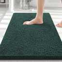 Smiry Luxury Chenille Bathroom Rugs 30x20, Extra Soft and Absorbent Shaggy Bath Mat, Machine Washable, Non-Slip Plush Carpet Runner for Tub, Shower, and Floor, Home Decor Accessories, Green