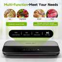 Food Sealer Vacuum Sealer-Tempered Glass Stainless Steel panel, LED Touch Control, Digital Display, Pulse/Moist/Dry/Seal/External Suction Modes, Includes 30 Vacuum Bags & Built-in Cutter (Black Gray)