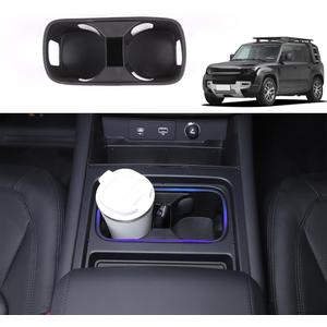 Black Center Console Cup Holder Compatible with Land Rover Defender 90 110 130 2020-2024 Car Cup Holder Expander Storage BoxDrink Cup Holder Organizer Accessories (for Defender 2022-2024)