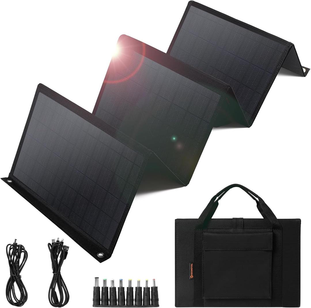 Portable Solar Panel  60W Foldable Solar Panels with 5V USB and 18V DC for Camping,Cell Phone,Tablet and 5-18V Devices  Compatible with Solar Generators Power Stations Portable Solar Panel  60W Foldable Solar Panels with 5V USB and 18V DC for Camping,Cell Phone,Tablet and 5-18V Devices  Compatible with Solar Generators Power Stations