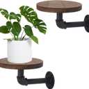 2 Pack Round Floating Wood Corner Shelves, Wall Mounted Display Rack 5.9 inches Diameter Indoor Circle Wall Mounted Shelves for Candles, Planter, Pots, Ornaments