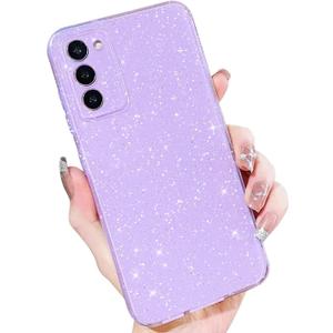 MINSCOSE Compatible with Samsung Galaxy S20 FE 5G Case,Cute Neon Bright Color,Glitter Bling Thin Slim Shockproof Silicone Sparkly Cover for Women Girl for Galaxy S20 FE 6.5 INCH-Purple