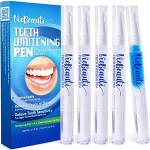 Teeth Whitening Pen Gel Kit: 35% Carbamide Peroxide Gel for Stain Removal - No Sensitivity with Remineralizing Pen for a Brighter Whiter Smile Mint (5 Pack)