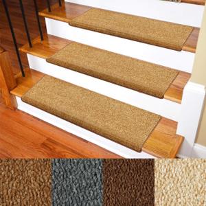 Carpet Stair Treads  Non-Slip Bullnose Carpet for Stairs  Indoor Stair Pads  Self-Adhesive & Easy Installation  Pet & Child Friendly  Skid Resistant & Washable  14- Pack Brown 9.5" x 30"x 1.3