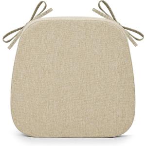 Shinnwa Kitchen Chair Cushion, Non-Slip Dining Chair Cushion with Detachable Straps and Machine Washable Cover, 17x16x2in, Beige