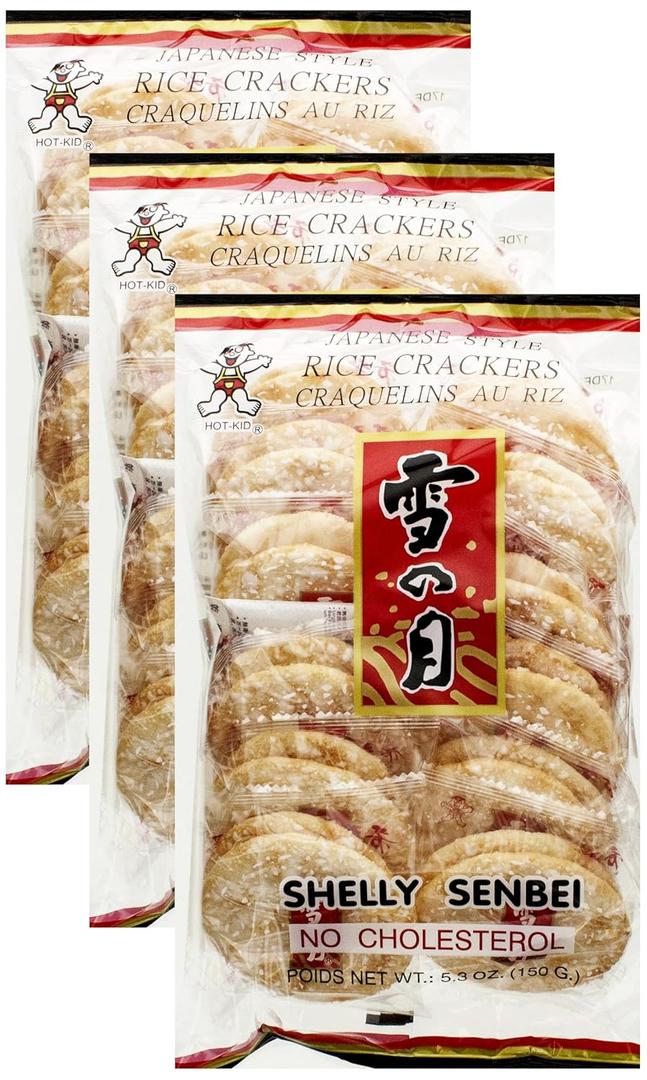 Hot Kid Shelly Senbei Rice Crackers, 5.3 Oz (Pack of 3), Best By November 16 2025