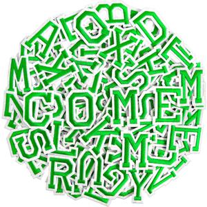 104pcs Green Iron on Letters Patches, Embroidery Fabric Letters Applique Patch for Clothing, Jackets, Jeans, Hats, Backpacks, Socks