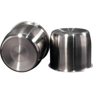 2Pcs 4.25inch Stainless Trailer Wheel Center Caps Push Through 4.25" Bore 3.66" Tall Hub Cap for Truck SUV RV Wheel Rim, Brushed Black Chrome Sunburst Wheel Cover
