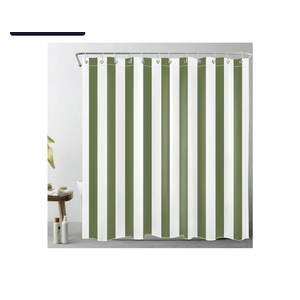 LB Sage Green and White Striped Fabric Shower Curtain for Bathroom with 12 Hooks, Vertical Stripe Shower Curtains for Bathroom, Modern Farmhouse Geometric Bathroom Shower Curtains, 72x72 Inch