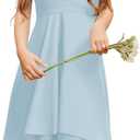 Chiffon Flowy Dresses Flower Girls Asymmetrical with Ruffles Sleveless Swing Party Gowns A-Line Dress (13-14 Years, Blue)